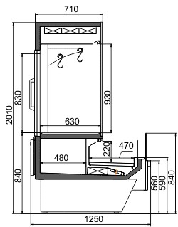 Схема холодильной витрины для мяса Missouri Enigma MC 125 crystal combi 