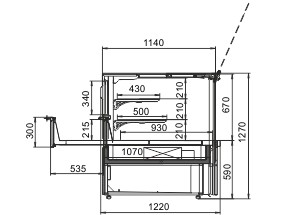Схема кондитерской витрины Missouri MC 120 patisserie PS 130-DLM